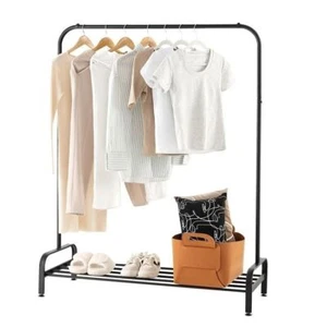 Heavy Duty Metal Garment Rack Clothes Hanging Rod with Bottom Storage Shelf - Picture 1 of 3