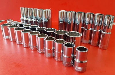 NEW CRAFTSMAN 33pc Shallow & Deep 1/2" Drive SAE + METRIC 12pt Point Socket Set - Image 1 of 4