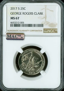 2017 S GEORGE ROGERS CLARK QUARTER NGC MS67 2nd FINEST GRADE . - Picture 1 of 2