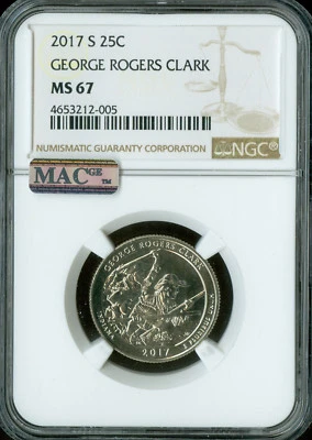 2017 S GEORGE ROGERS CLARK QUARTER NGC MS67 2nd FINEST GRADE . - Image 1 of 2