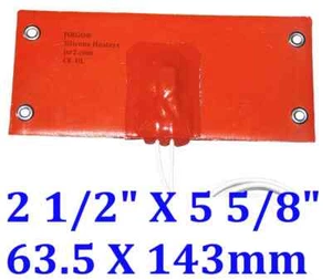 63.5 X 143mm 2 1/2" X 5 5/8" 12V  50W w/ Thermostat w/EyeletsFuel  Filter Heater - Picture 1 of 12