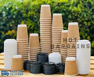 Disposable Coffee Cups Paper Cups Kraft Cups For Hot Drinks Triple Layer Cups - Picture 1 of 11