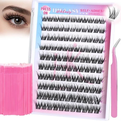 Self Adhesive Eyelashes Kit No Glue Needed Natural Wispy Lash Clusters 10-16mm A - Image 1 of 4