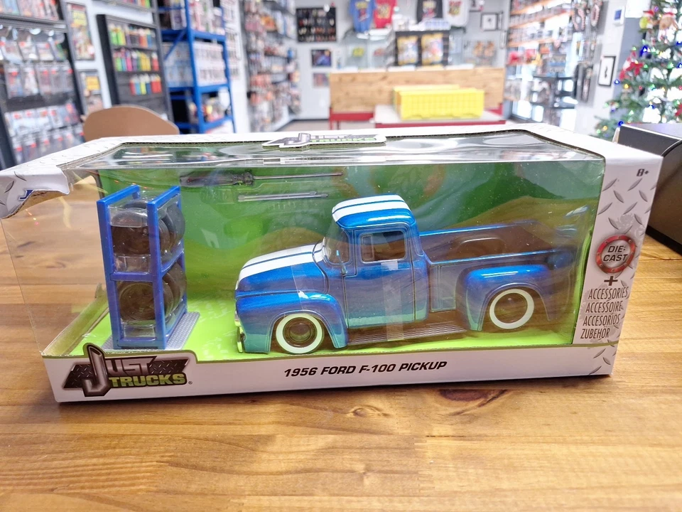 Jada 1:24 Just Trucks com rodas extras 1956 Ford F-100 Pickup 31541 azul fundido - Imagem 1 de 1