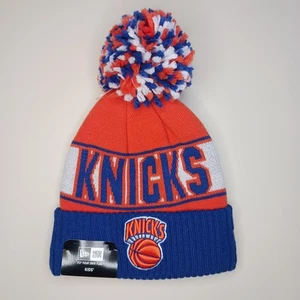 New York Knicks New Era KINDER Wintermütze Mütze Strick Beanie Bündchen Bommel blau orange NBA - Bild 1 von 16