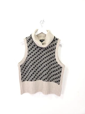 ME+EM Sweater Vest Large Black Cream Chunky Knit Tank Top Jumper Plus Snood - Image 1 of 4