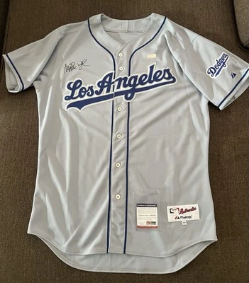 Dodgers Magic Johnson Signed Autographed Grey Majestic Jersey PSA Lakers MLB NBA - Image 1 of 4