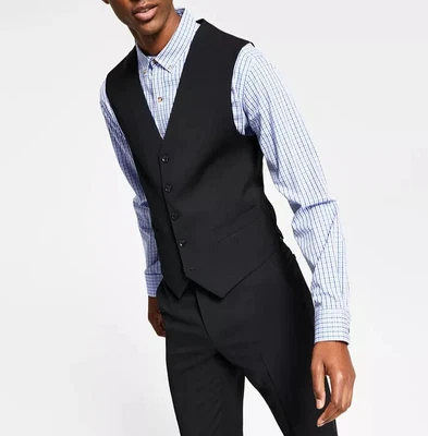 TOMMY HILFIGER Suit Vest Mens Size XL Black Modern Fit Wool TH-Flex LNWOT E07955 - Image 1 of 4