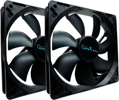 APEVIA AF212S-BK 120Mm 4Pin Molex & 3Pin Motherboard Silent Black Case Fan (2-Pk - Image 1 of 4