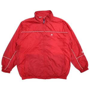 Vintage Fila Herren Windbreaker 90er Größe L rot 100% Nylon High Neck - Bild 1 von 9