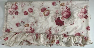 Waverly Bed Skirt Twin Garden Room 128x45" Off White Pink Red Flowers Ruffle - Picture 1 of 5