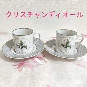 Juego de 2 tazas y platillos Christian Dior Milly La Foret Lily Valley porcelana blanca JP - Imagen 1 de 7
