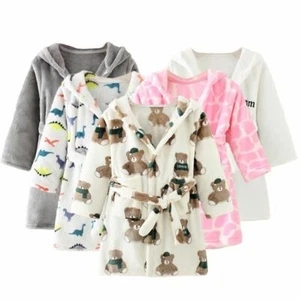 Unisex Children Flannel Robe Soft Comfortable Bathrobe Wear For 2Y - 8Y Kids NEW - Picture 1 of 26