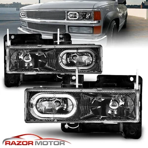 Faros LED halos de fibra de carbono diestros+derechos para camioneta Chevy GMC C/K tamaño completo 88-98 - Imagen 1 de 9