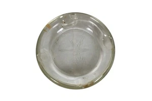 Vintage Etched Crystal Glass Flying Duck Cattails Cigar Cigarette Ashtray 6" - Picture 1 of 13