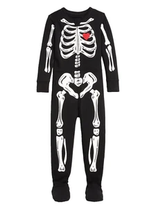 New Black Old Navy One Piece Skeleton PJS Pajamas Sleeper Size 6-9 mo NWT - Picture 1 of 2