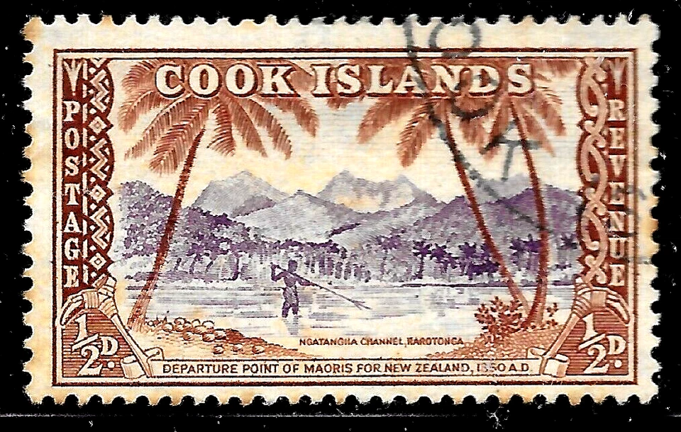 1949 Cook Islands Sc#131 used🔥NGATANGIIA CHANNEL, RAROTONGA  🔥VF - Image 1 of 1