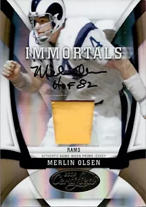 2009 Merlin Olsen Panini Certified AUTO IMMORTALS JERSEY PATCH RELIC 14/25 Rams - Imagen 1 de 2