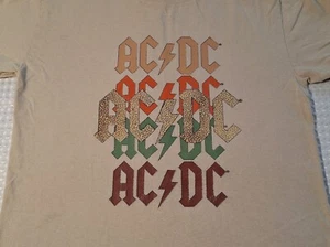 AC DC Layered Logo Rock Music Light Brown Cotton T-shirt Size S - Picture 1 of 8