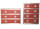 2 Bel Geddes Simmons Art Deco Machine Age Metal Streamline Dresser Chest Cabinet