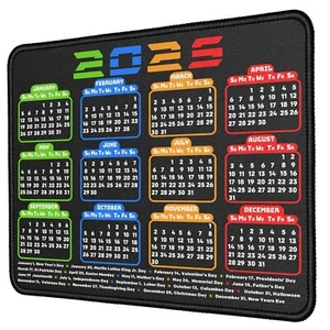 TUVLVL 2025 Calendar Mouse pad with Stitched Edges Black Gaming Non Slip Rubb... - Picture 1 of 5