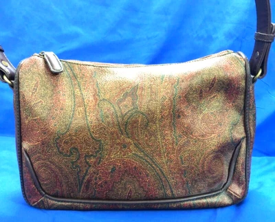 Bolso de Hombro MAXX Nueva York Borgoña/Verde/Dorado IMPRESIÓN PAISLEY IMITACIÓN CUERO Cremallera Foto 1 de 4