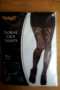 SPIRIT LADIES BLACK FLORAL LACE TIGHTS/SIZE M-L/NEW/AGES 14+ - Picture 1 of 2
