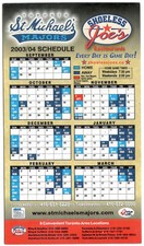 2003-04 Toronto St Michael's Majors OHL Magnet Hockey Schedule !!!