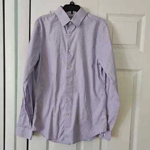 Camisa de vestir Express para hombre con botones talla pequeña púrpura blanca nueva sin etiquetas - Imagen 1 de 4
