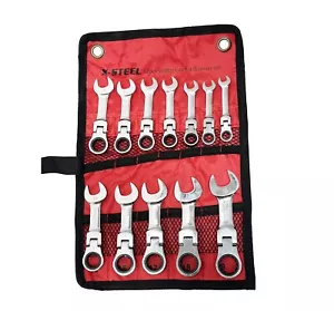 Expert Flexible Stubby Ratchet Combination Ring & Open Spanner 8-19mm 12pc Set - Bild 1 von 6