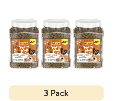 (3 pack x 2) Purina Friskies Party Mix Cat Treats, Chicken Lover Crunch, 20 oz - Image 1 of 4