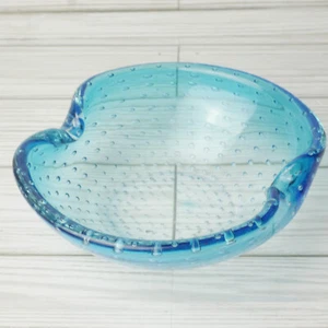 Vintage Art Glass Bubbles Glass Bowl Blue Green - Picture 1 of 8