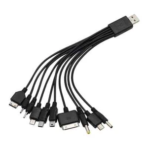 Black 10 in 1 Universal USB Cable, Multiple Charging Cable for... - Photo 1/5