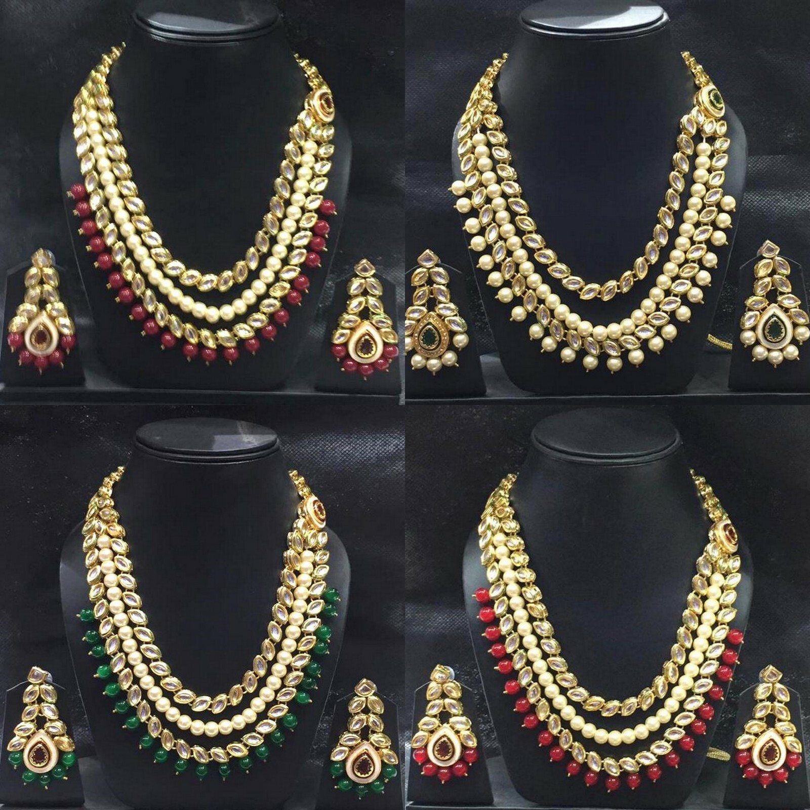 Indian Bollywood Gold Tone Kundan Pearl 