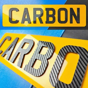 Premium CARBON FIBER ENGRAVED Show Number Plates 3D 4D - Not Road Legal - Picture 1 of 7