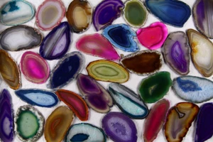 Agate Slice, Pink, Blue, Black, Handmade, Brazil, Agate Slice 70-110mm - Picture 1 of 17