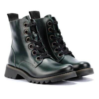Fly London Ragi Leather Women's Petrol Boots New