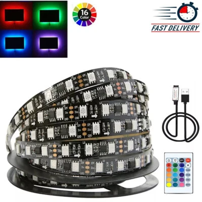 1-5M USB LED Strip Lights RGB Colour 5050 Changing Tape Cabinet Kitchen Lighting - Image 1 of 4
