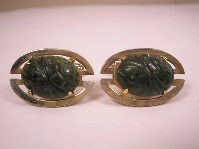 雕刻正品绿玉石优质复古袖口链接简单素色 — 第 1/4 张图片