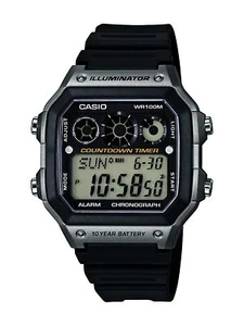 Casio AE1300WH-8A klassische Digitaluhr für Herren mit schwarzem Resinarmband - Bild 1 von 5