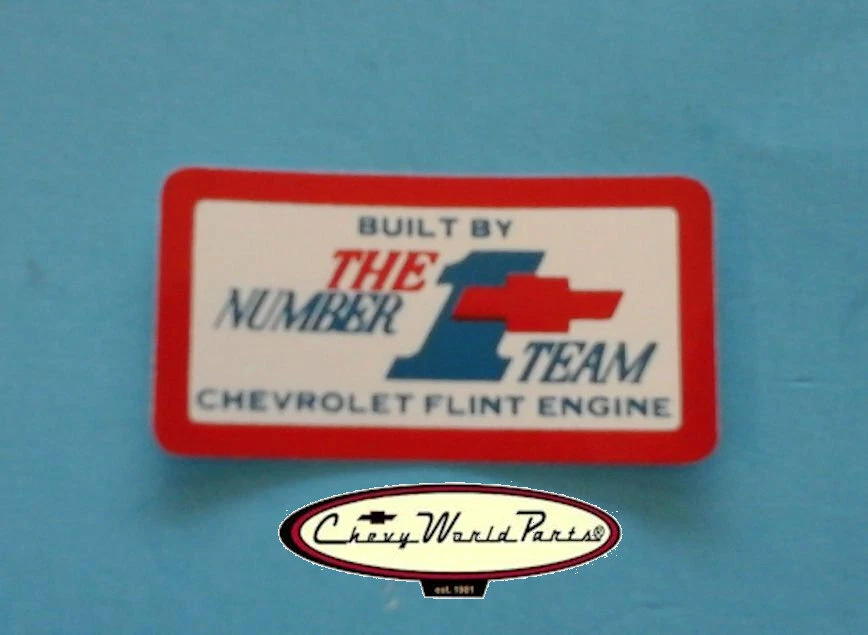 CHEVY FLINT #1 TEAM VALVE COVER DECAL STICKER NEW - Image 1 of 1