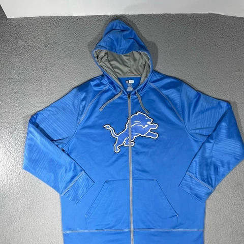 Detroit Lions Hoodie Mens Extra Large Blue Zip Sweatshirt NFL TX3 Warm Jacket Cover