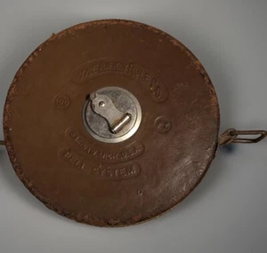 Lufkin Measuring Tape Leather Bound 100 Foot Vintage USA Lufkin Sterling - Picture 1 of 16