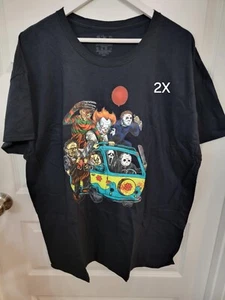 Camisa Unisex Negra Halloween Horror Iconos Slashers Scooby Doo Van Talla 2X Nueva Sin Etiquetas - Imagen 1 de 1