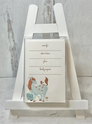 Invitaciones AZUL PONY ROJO PÁJARO con Sobre Caja Personalizable De 8 Foto 1 de 3