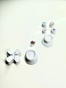 Custom WHITE Sony PS5 DualSense Retro Buttons Bundle With Thumbsticks - Picture 1 of 2