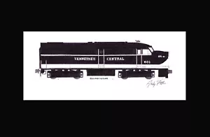 Tennessee Central FA1 #801 11""x17"" estampado enmarañado firmado por Andy Fletcher - Imagen 1 de 1