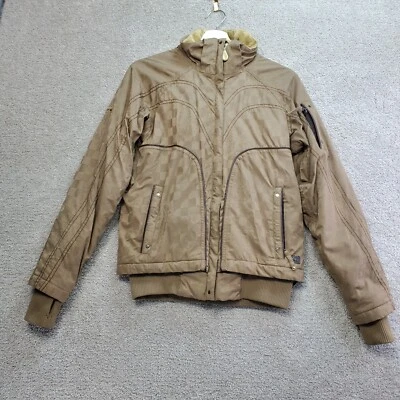 686 Six Eight Six Ski Jacket Women's XS Tan Nylon Lined Pockets Full Zip Hooded - Image 1 of 4