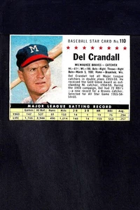 1961 Post #110 Del Crandall-1--corte de caja--valientes--sin pliegues--ex - Imagen 1 de 2