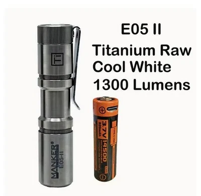 Mankerlight Customized Titanium EDC Flashlight TI RAW 1300 Lumen 14500 AA - Image 1 of 4